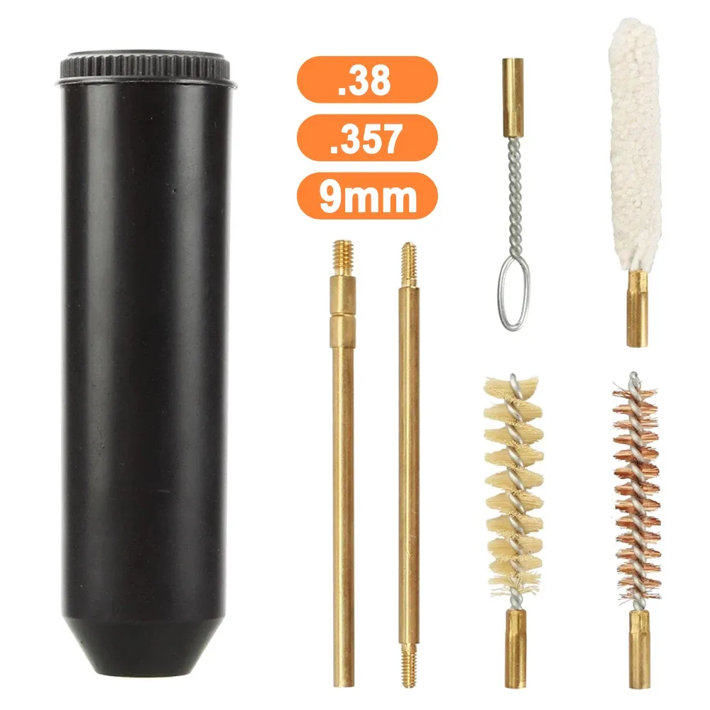 Kit de escovas de limpeza para armas, 7 peças, ferramenta de limpeza de barril para acessórios de caça de 9 mm