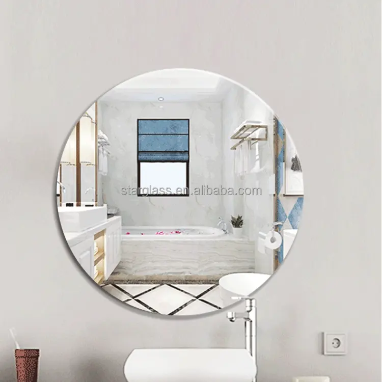 مرآة جدارية حمام مستديرة من الألومنيوم للزينة بسعر الجملة
