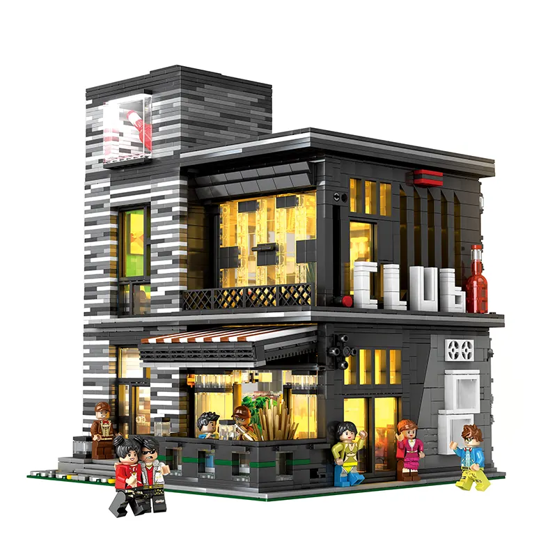 Juhang 86008 Scene of Street case prefabbricate Corner Club Bar Toys Building Blocks for blocks model Building Toys