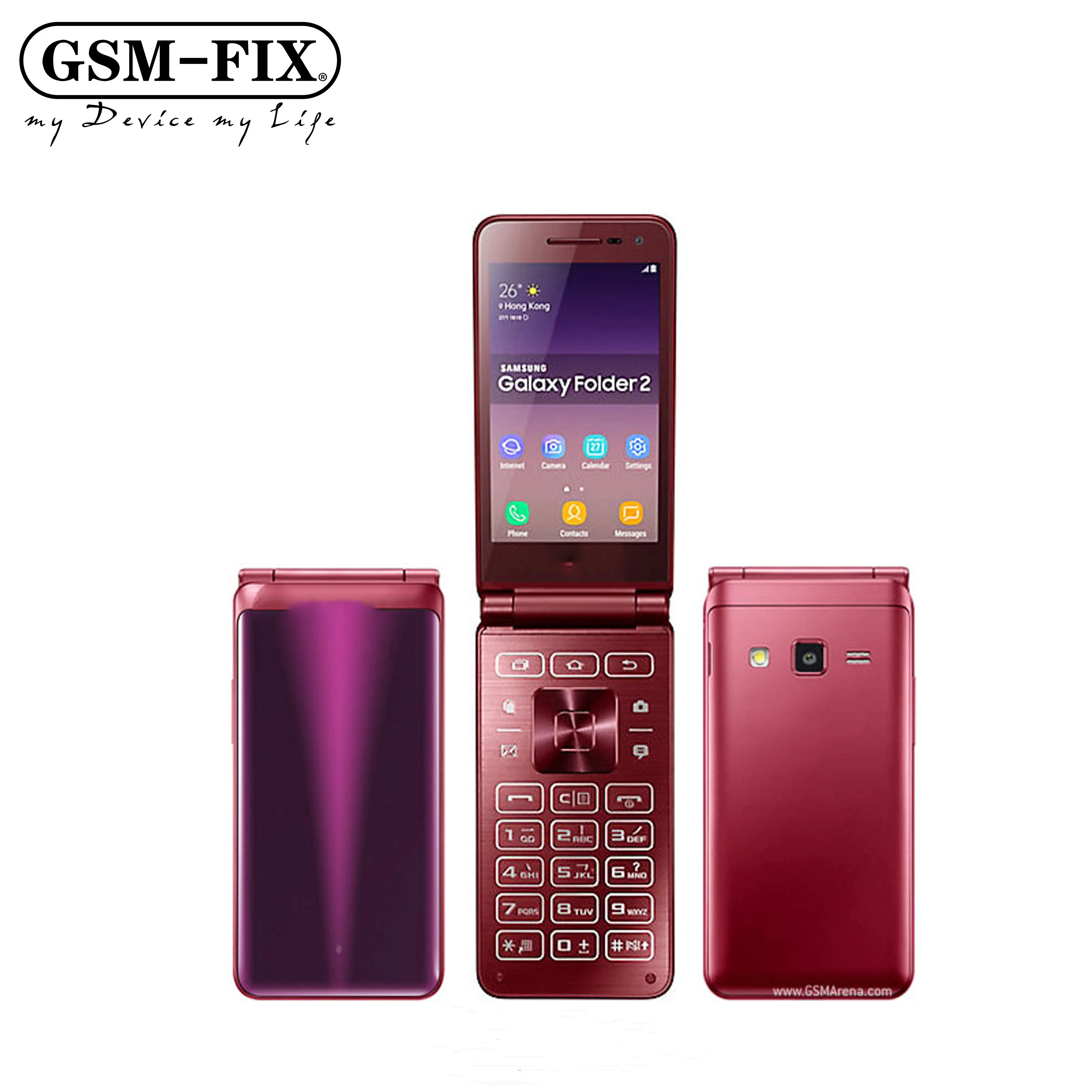 GSM-FIX Para Samsung Galaxy Folder2 Pasta 2 G1650 Dual Sim 2GB RAM 16GB ROM Quad Core Snapdragon 3.8 ''LTE 8MP Original Flip