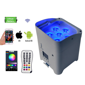 Düğün Uplight şarj edilebilir 6x18w RGBWA + UV 6 in 1 Led Par ışık kablosuz pil uzaktan kumanda led sahne ışığı - Product Image 3