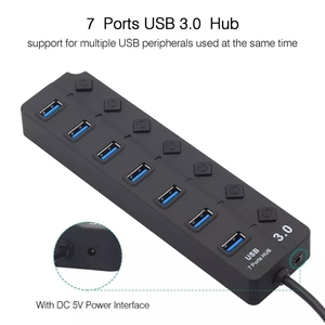 Hub USB 3,0 para ordenador PC de alta velocidad 4/7 Puerto USB 3,0 Hub Splitter con interruptor de encendido/apagado Multi para PC portátil en Stock