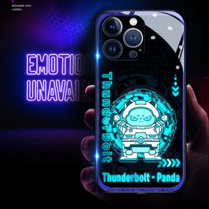 Akıllı ses kontrolü aydınlık temperli cam telefon kılıfı iPhone 15 için Pro Max 14 16 17 hava darbeye Light up kapak cep telefonu kılıfı - Product Image 3