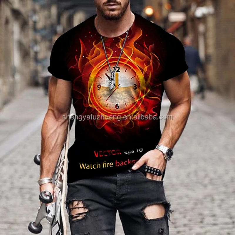 Wholesale summer new ice silk quick drying men's sports T-shirt printed half sleeve T-shirt