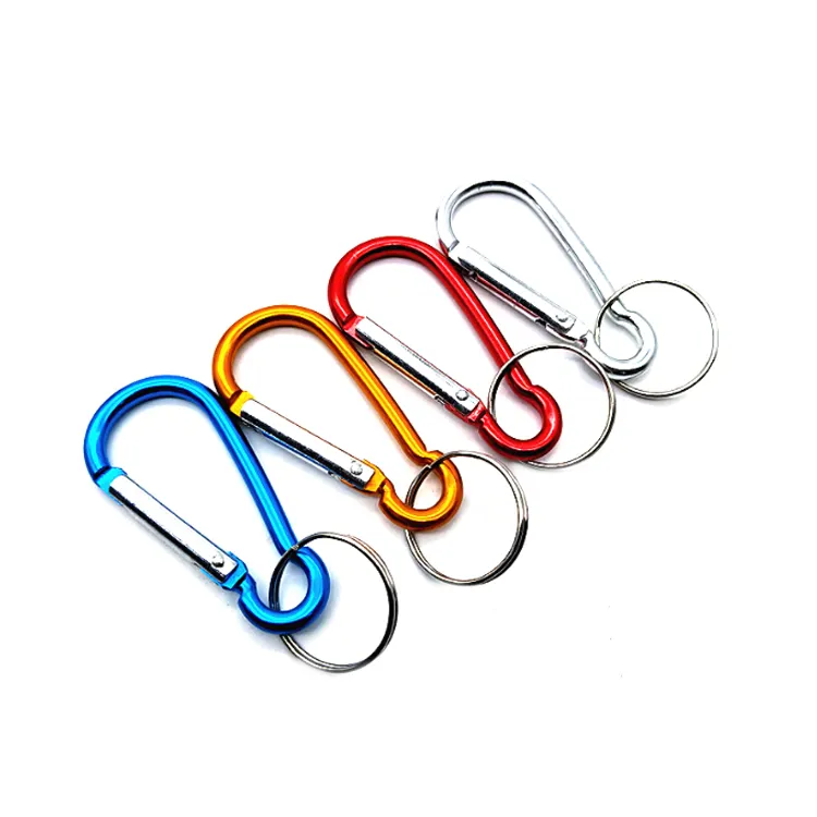 JRSGS Grosir Carabiner Aluminium Warna-warni Kustom Multi-fungsi dengan Gantungan Kunci Kait Kancing Pegas