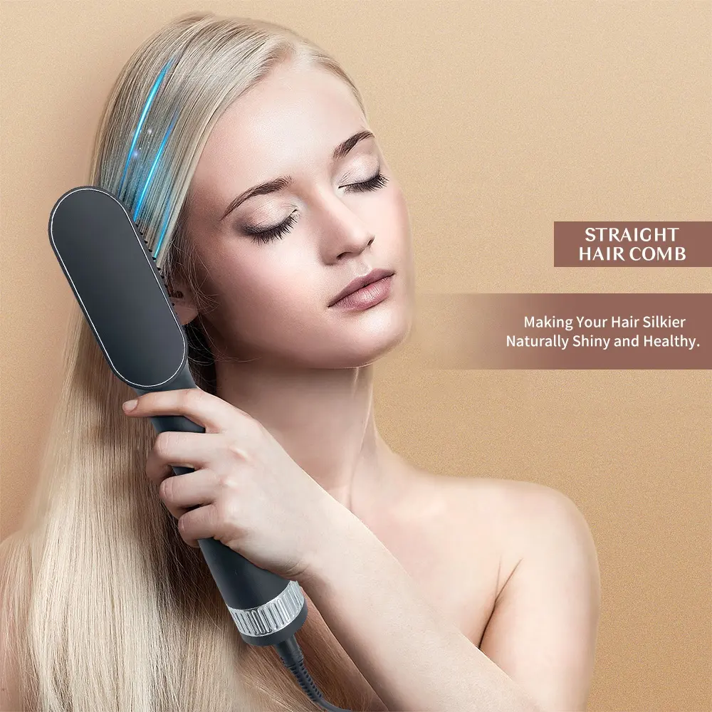 Оптовая продажа, салонный ЖК-дисплей ihongSen, многофункциональная электрическая инфракрасная прямая алюминиевая расческа для волос с быстрым нагревом, один шаг, горячая расческа