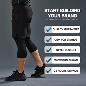 Luckpanther 2 in 1 Gym <strong>Running</strong> Trouser Compression Double Layer Quick Dry <strong>Capri</strong> 3/4 Leggings for Men With Zipper Pocket - Product Image 4