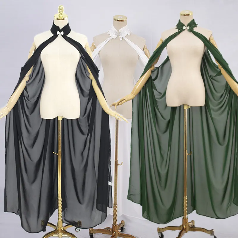 Kadın ortaçağ peri şal pelerin şifon gotik Wicca Robe siyah yeşil Cosplay viktorya dönemi tarzı elbise pelerin cadılar bayramı kostüm kadınlar için