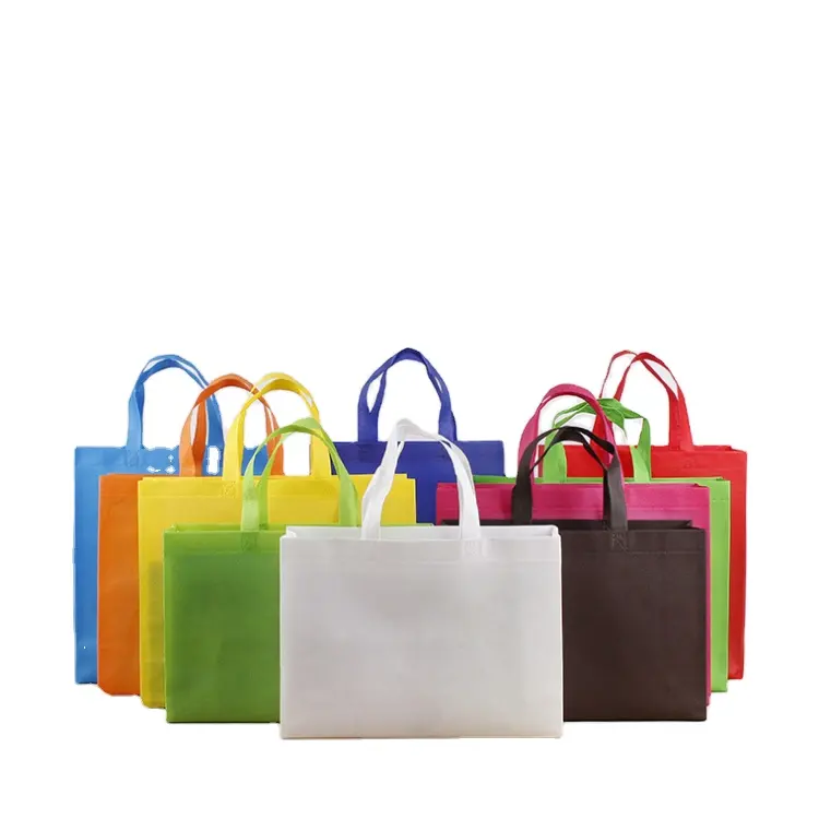 पदोन्नति थोक कस्टम लोगो RPET गैर बुना ढोना शॉपिंग बैग रंगीन किराने गैर बुना पर्यावरण बैग
