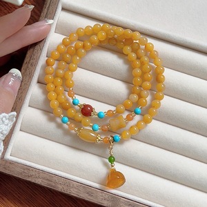 Future สร้อยข้อมือแฟชั่นใหม่สำหรับผู้หญิงหยกผ้าไหมสีทองธรรมชาติพร้อมหัวเข็มขัดนิรภัยแบบสามห่วง - Product Image 2