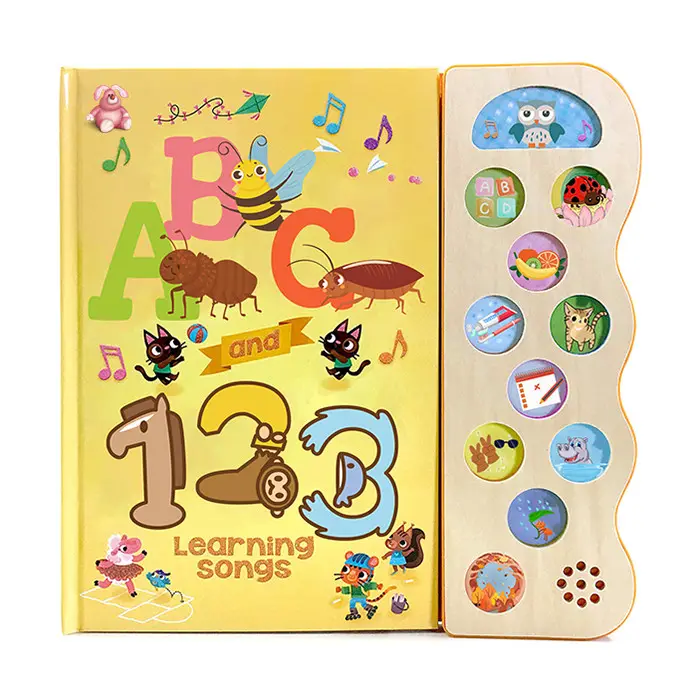 Libro sonoro interattivo di musica di canzone dell'alfabeto 123 Abc del pulsante su ordinazione all'ingrosso dei bambini