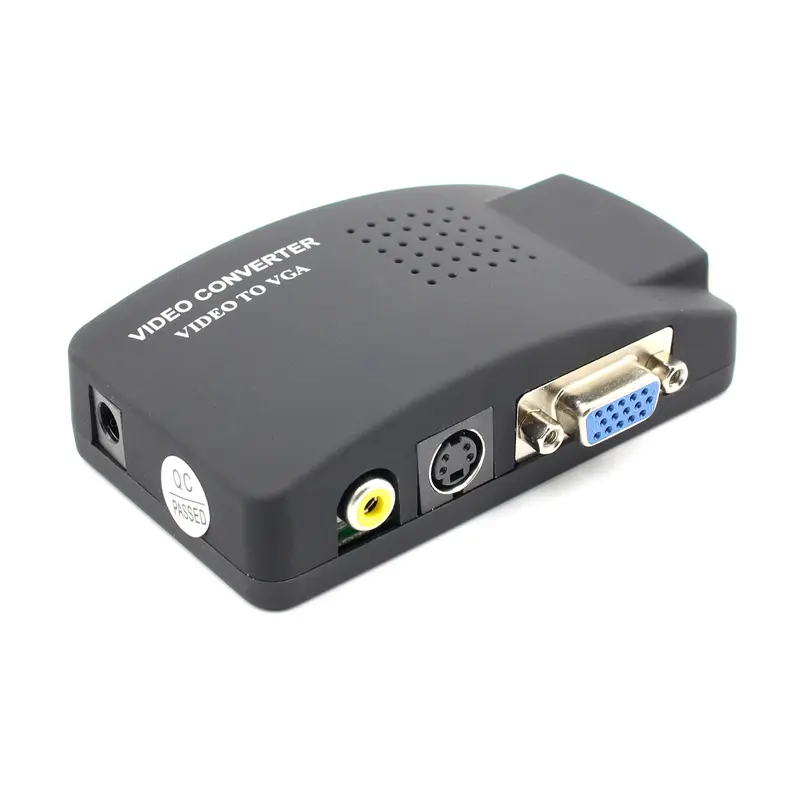 Conversor de vídeo RCA AV S-Video para VGA suporta vídeo composto (BNC) RGB para uso em PC com acessório adaptador