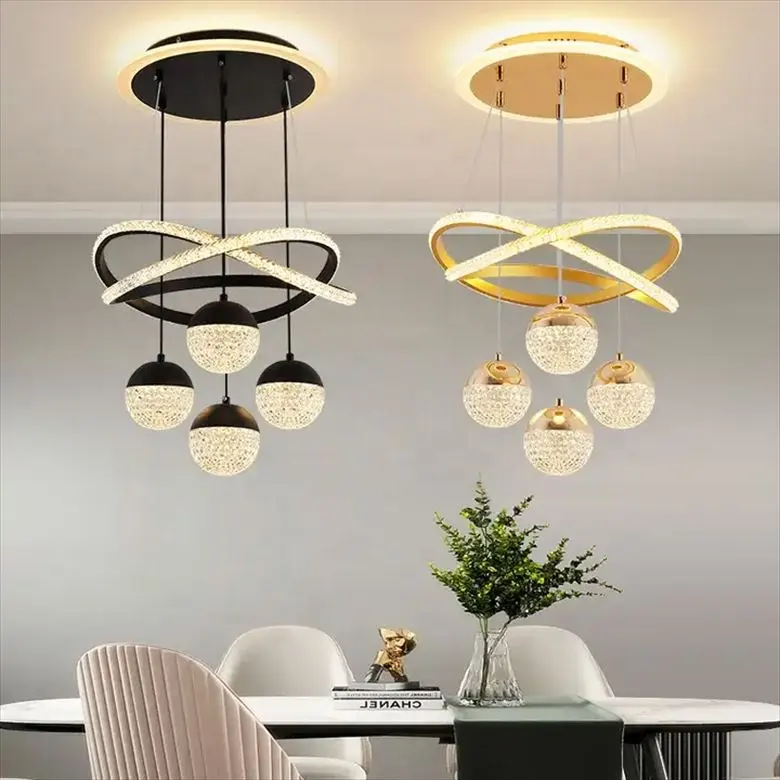 Lustre à LED de style design accueilli populaire en or Plafonnier Lustre à LED en cristal pour la maison