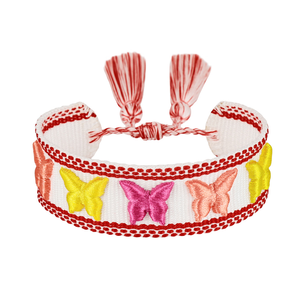 Tf14-(butterfly) daily pattern theme raised embroidered bracelet