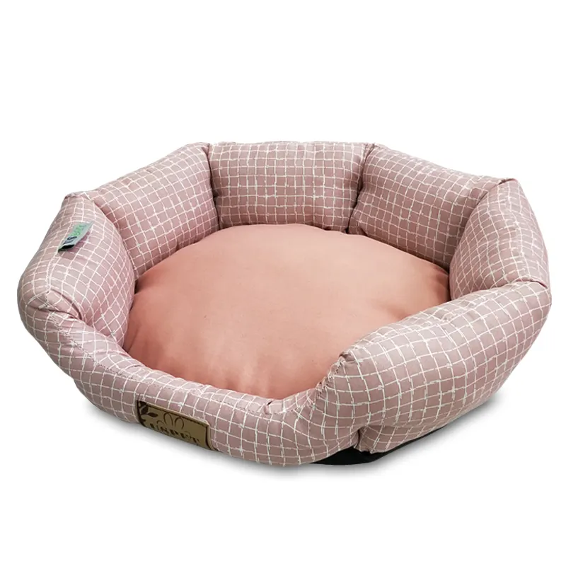 Vente en gros de tapis de coussin en rotin respirant pour nid d'été en tissu rond pour chien et chat avec image personnalisée en polyester et logo solide