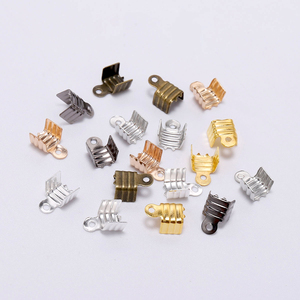 1000pcs/Lot Ribbon Leather <strong>End</strong> Crimp Cove <strong>Clasps</strong> Cord <strong>End</strong> <strong>Caps</strong> String Clip Foldover for Jewelry Making DIY Necklace Connectors - Product Image 1