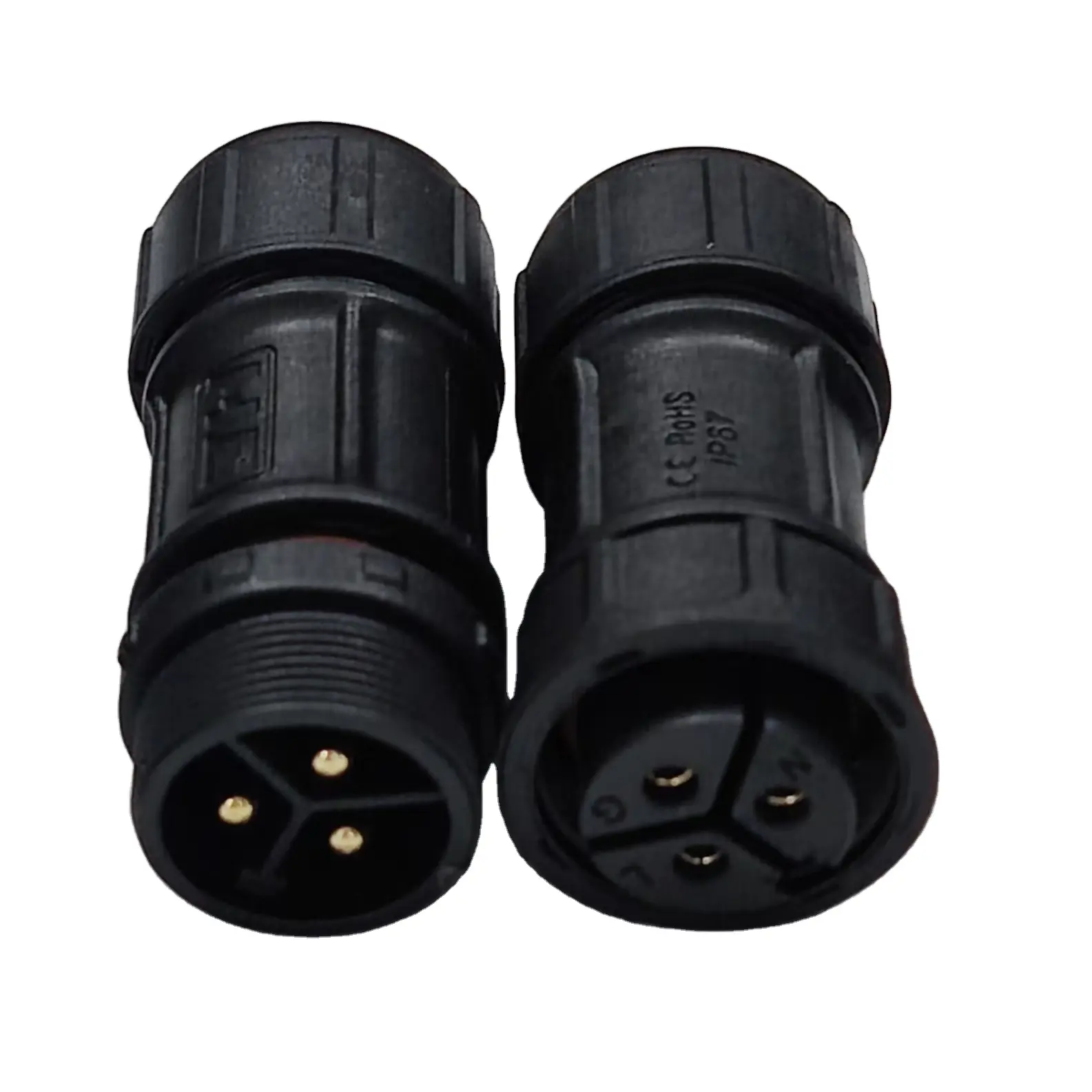 Conector de baixa tensão de rosca impermeável de nylon IP68 de 4 pinos M20 2 3 4 pinos Conector de plástico personalizado para LED de montagem direta da fábrica