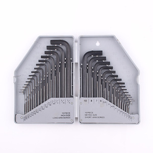 Toptan 30 adet t-tipi siyah gri çelik kutu tam Set altıgen katlanır kiti ile metrik emperyal Hex anahtar - Product Image 6