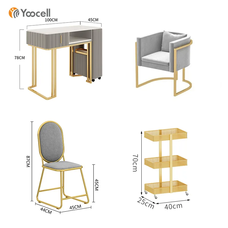 Yoocell — ensemble de table à ongles et chaise, outil de manucure pour salon de beauté