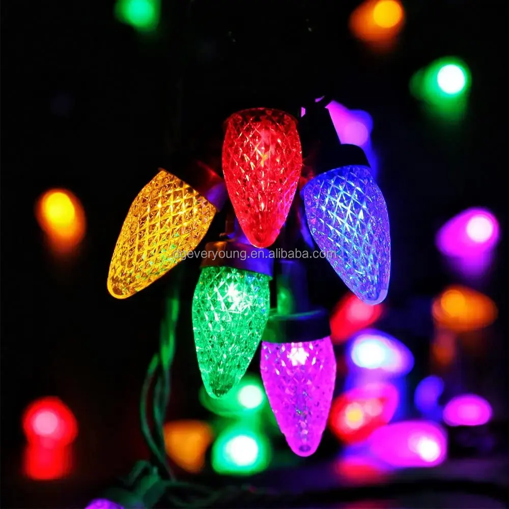 C9 크리스마스 조명 LED 램프 전구 축제 장식 크리스마스 장식 실내 야외 조명 문자열 화려한 빛