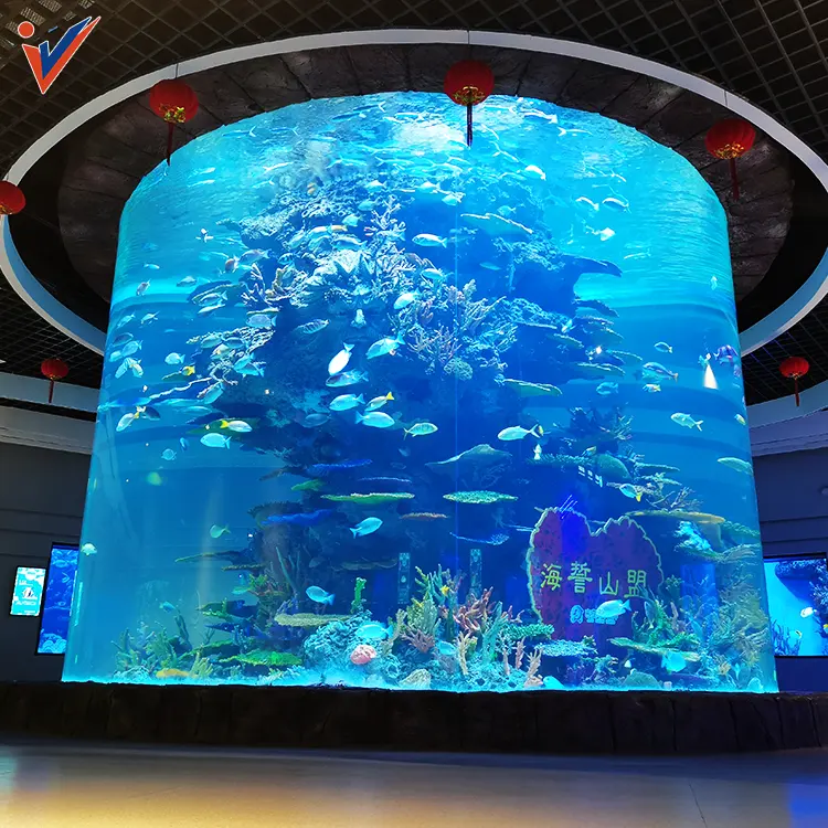 Leyu Atacado inteligente visualização frente e verso grandes aquários acrílicos peixes tanques para venda