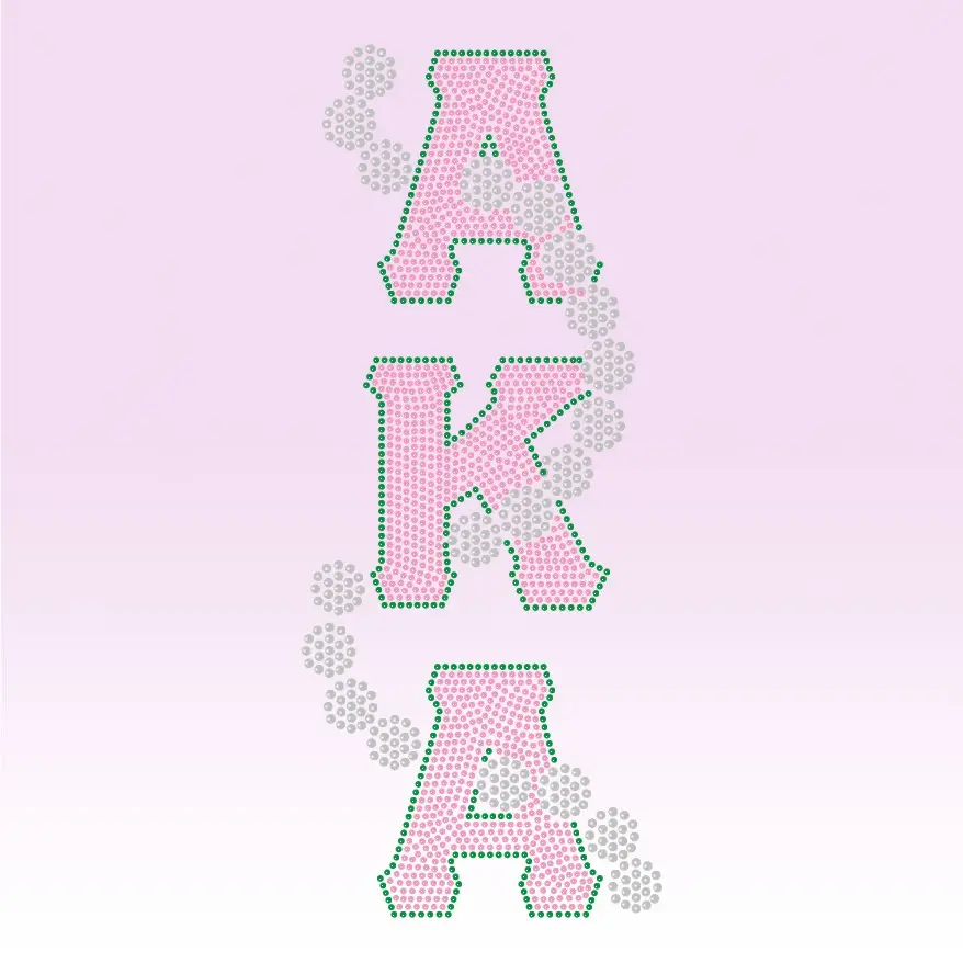 Sorority Alpha Kappas AKA strass Transfer Iron On Crystal Motif