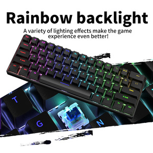 H61K Portable USB 3.0 Wired Mechanical Gaming <strong>Keyboard</strong> 61-<strong>Key</strong> Mixed Light Blue Red Axis for PC &amp; Desktop Office <strong>Computer</strong> <strong>Use</strong>