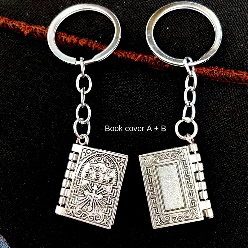 Mini Retro Metal mektup kitap kolye yaratıcı Metal İncil hediyeler anahtar zincirleri - Product Image 1