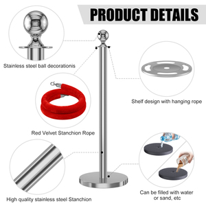 Hot bán Bạc Vàng nước fillable ánh sáng thép không gỉ hàng đợi rào cản <span class=keywords><strong>stanchion</strong></span> bài viết cho kiểm soát đám đông sự kiện cho người đi bộ - Product Image 2