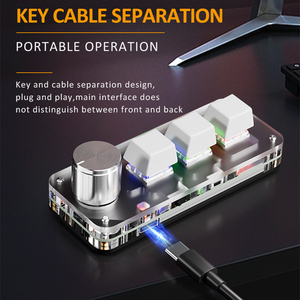 Teclado inalámbrico Bt de 3 teclas de 2,4G, perilla Macro, tecla de acceso directo para pegar, juego de deportes electrónicos, Mini Teclado mecánico con conexión en caliente - Product Image 2