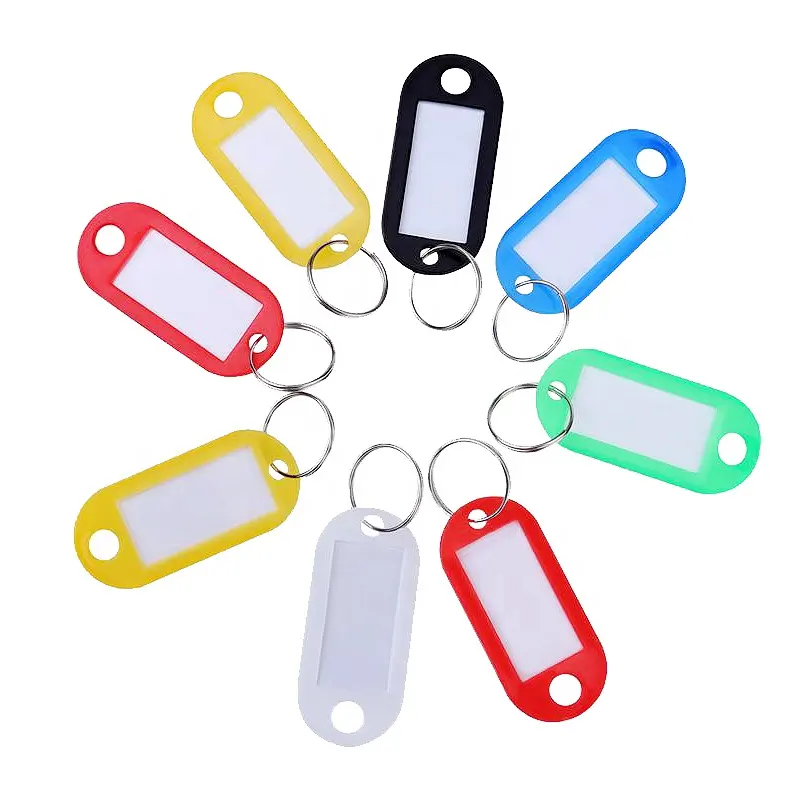 Пластиковая бирка для ключей с ярлыком, красочная бирка для идентификационных ключей, индивидуальная овальная бирка с кольцом