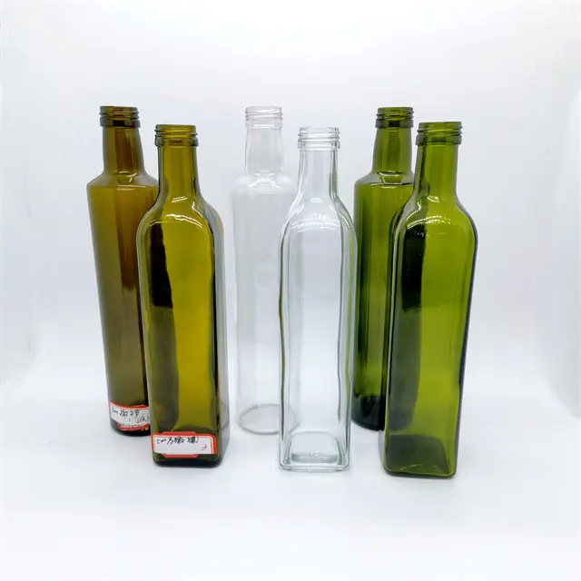 Disponibile bottiglia di vetro di olio d'oliva marasca da 250ml,500ml,750ml,1000ml con tappo In alluminio bottiglie di olio d'oliva all'ingrosso