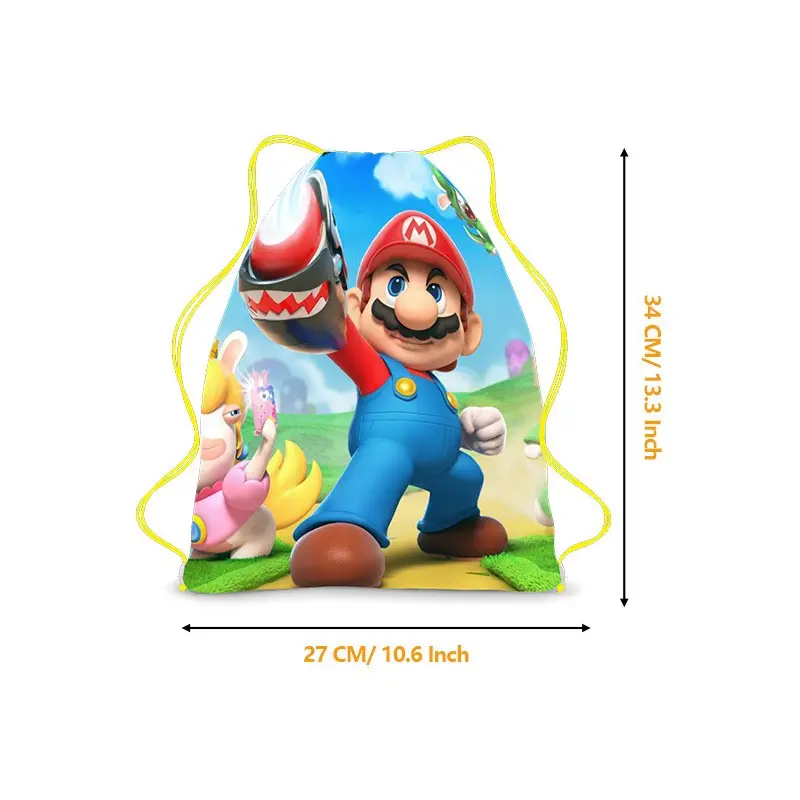 Mochila con cordón de hombro doble de Mario, organizador portátil de Mario, bolso de mano de poliéster, bolso con cordón, bolsa con cordón