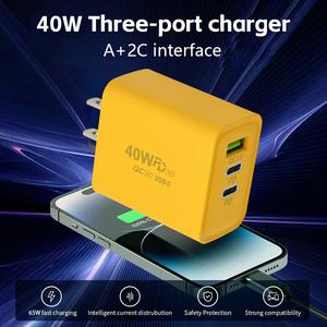Reino Unido UE EE. UU. Enchufe 1 3,0 2 tipo C en realidad salida medida carga rápida Pd 40W adaptador de cargador múltiple para Iphone Samsung