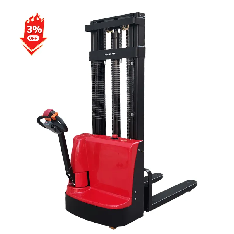 High-strength Mini walkie 1t 1.5t Forklift Cheap Price Walk Type Full Electric Pallet Stacker