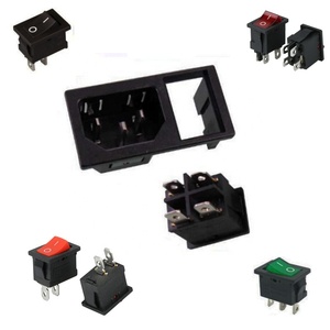 用于欧盟/美国/CN标准10A/15A/16A额定电流的带翘板开关ABS插头和插座3型插座的交流电源入口 - Product Image 1