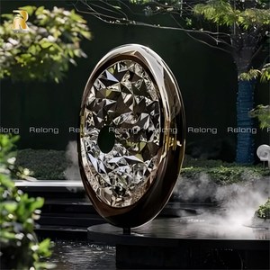 Resong ngoài trời vuông cảnh quan lớn thép không gỉ trừu tượng bóng điêu khắc tượng cho lối vào khách sạn - Product Image 5