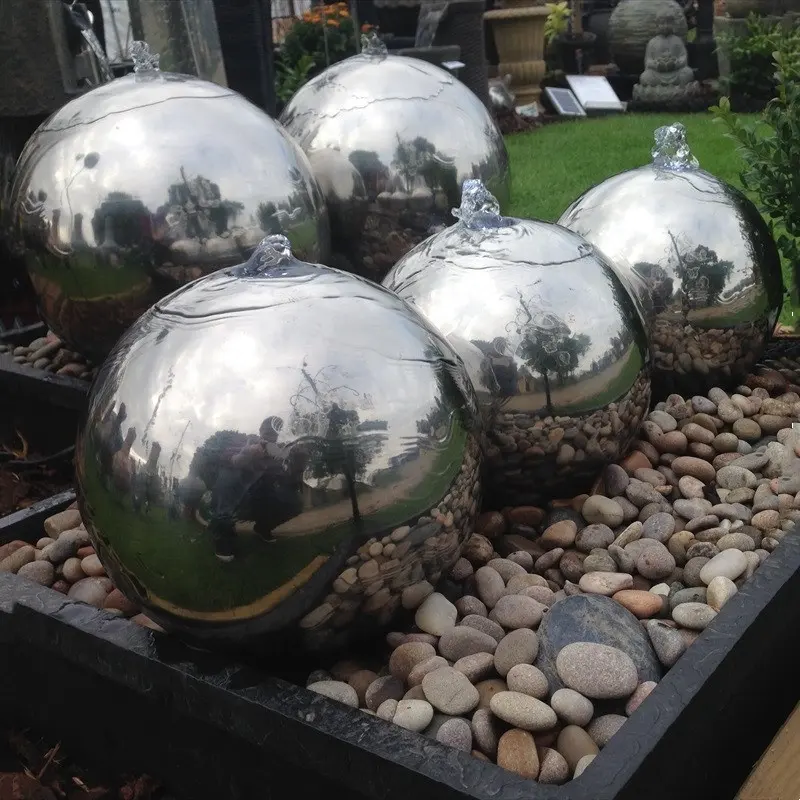 Popular Stainless Steel Sphere Globe Hollow Ball Waterfall Fountain