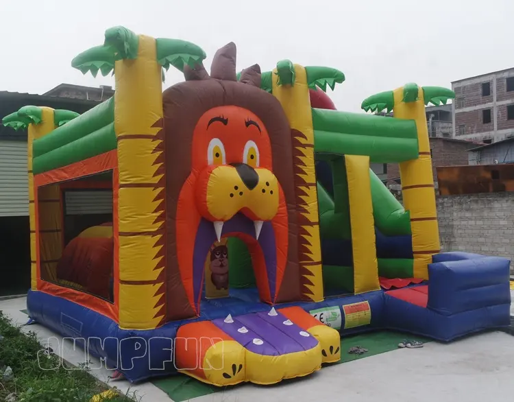 Best discount Palm trees Jumping castle 2020 jungle inflate combo bounce Lion bouncy house with slide big factory China