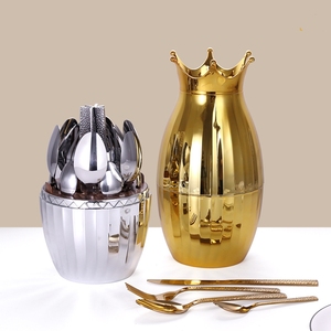 Sang trọng 24-Piece thiết lập dao kéo búa bạc bao gồm nĩa muỗng dao sáng tạo vương miện thiết kế quý vương miện trường hợp cho các bên - Product Image 1