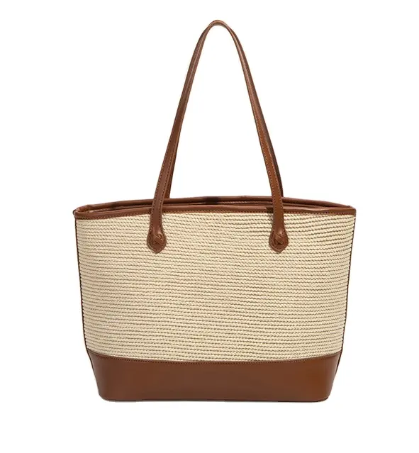 Fashion Design Straw woven bags Women Leather Tote Bag Custom Wholesale Handbags 2023