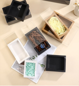 In Stock <strong>Rectangle</strong> Square Cardboard <strong>Box</strong> Small Black White <strong>Display</strong> Gift Packaging Jewelry <strong>Box</strong> with Transparent Cover - Product Image 2