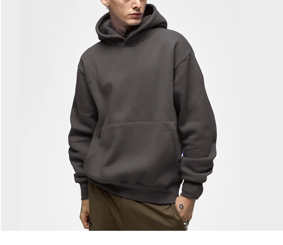 Sweat à capuche uni de luxe vierge épais surdimensionné 400gsm vêtements de rue haute qualité 100% coton poids lourd bouffée à capuche imprimé hommes