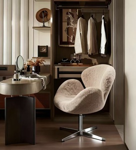 เก้าอี้โลหะหมุนได้สไตล์โมเดิร์นมินิมอล เหมาะสำหรับห้องนั่งเล่นในอพาร์ตเมนต์ พร้อมฟองน้ำยืดหยุ่นสูงเพื่อความนุ่มสบาย - Product Image 5