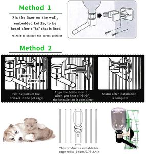 Andiker không nhỏ giọt thân thiện với môi nhựa con chó nước quả chai cho cũi cổ-điều chỉnh chiều cao màu đen - Product Image 5