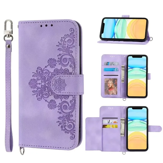 Multi Cards Slot Flower Print Wallet Leather Case For Iphone 15 14 Pro Max 13 Mini 12 11 X XS XR 8 7 6 Plus Flip Stand Cover