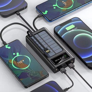 Banco de energía solar de alta capacidad de 30000mAh, luz de relleno LED y 4 cables de carga rápida para dispositivos móviles, estación de Energía de salida de 10W - Product Image 3
