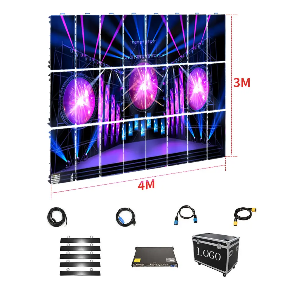 Tela LED para interior e exterior de palco 3D 500x500mm com processador de vídeo P2.9 P3.91 P4