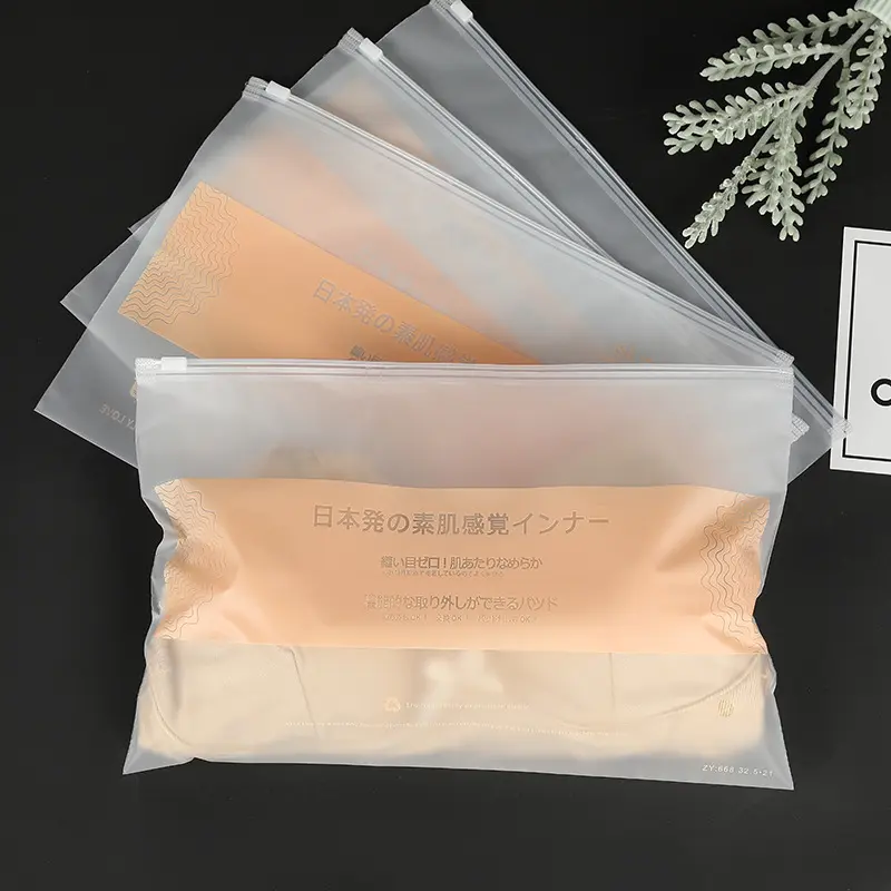 Emballage de vêtements personnalisés EVA transparent givré en plastique sacs à fermeture éclair pour t-shirt Bikini soutien-gorge maillot de bain