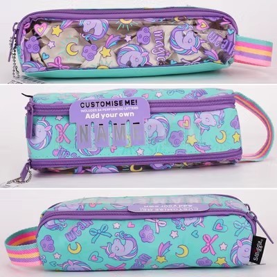Green unicorn transparent pencil case